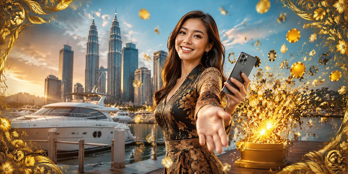 Pemain Kuala Lumpur menggunakan tip pertaruhan klia2 pada telefon mudah alih dengan latar batik